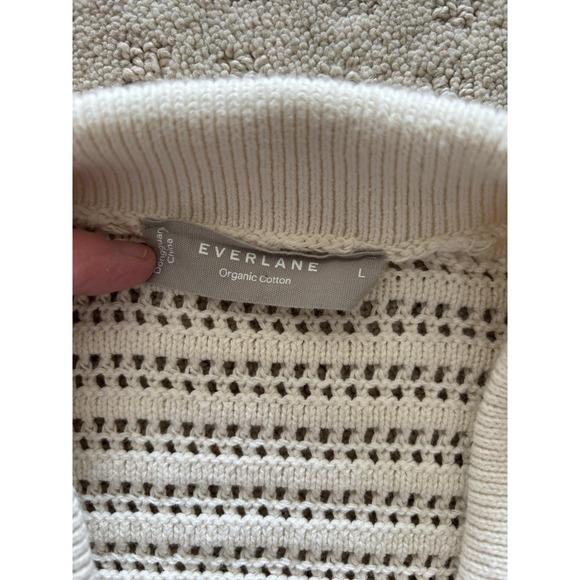 Everlane The Crochet Knit Polo Top Size L Boho CottageCore Indie Festival - Picture 4 of 11